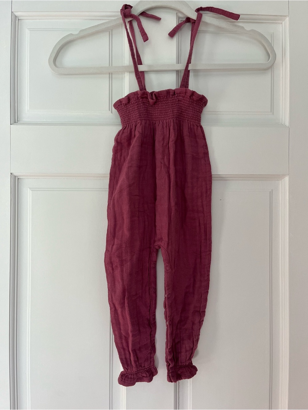 Jamie Kay 100% cotton 6-12 months NWOT  Tie-Shoulder Smocked Jumpsuit